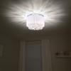 LaLuLa White Chandelier Mini Flush Mount Chandeliers Small Drum Lighting Crystal 3 Light Flush Mount Light Fixtures for Bedroom Chandelier view 4