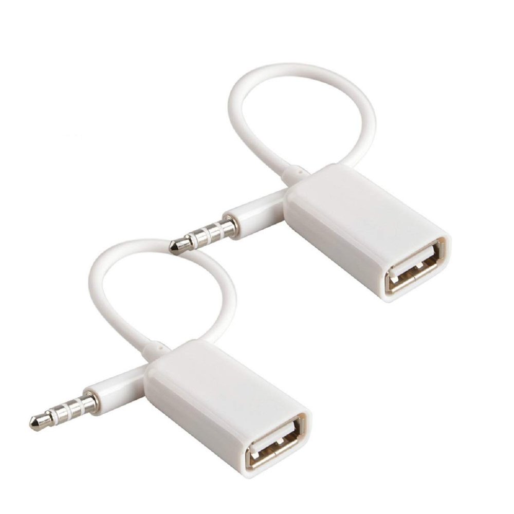 Oxsubor AUX to USB Adapter, 3.5mm Male Audio Jack to USB 2.0 Female Converter Cable, 2-Pack  Only for Car AUX-in with MP3 Decoder, Not for Headphones, Speakers, Computers, or MP3 Players