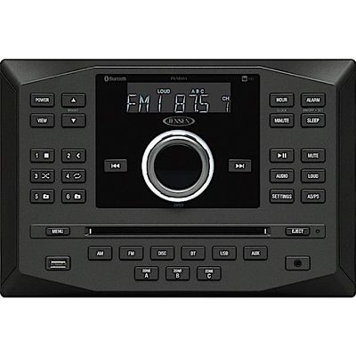 Jensen JWM62A AM|FM|DVD|CD|USB|AUX|App Ready Bluetooth Wallmount Stereo with App Control, Plays: CD, CD-R, CD-RW, DVD, DVD+RW, DVD-RW, MP3, DVD-Video, MPEG-4, VCD, JPEG, CD-DA, MP3, WMA, Dolby