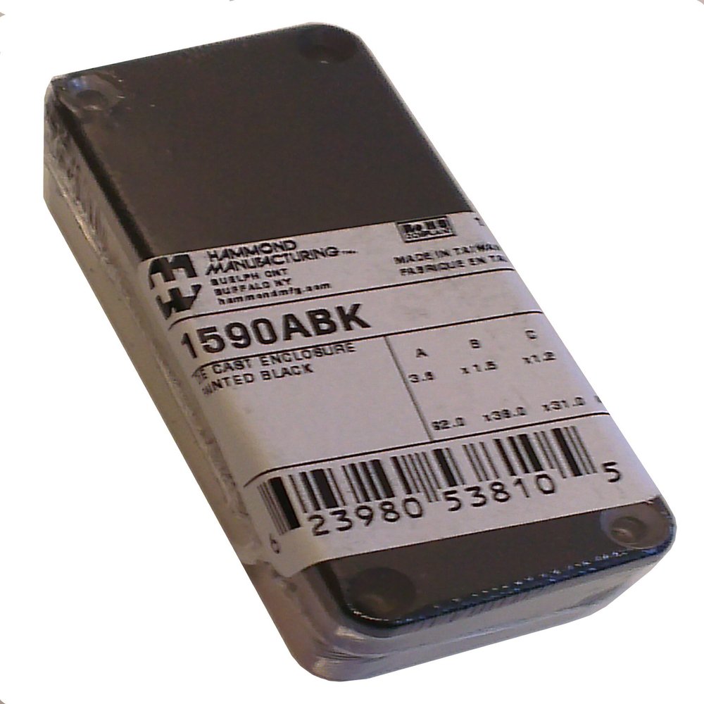 Hammond 1590ABK Black Diecast Aluminum Enclosure - Inches (3.64" x 1.52" x 1.06") mm (93mm x 39mm x 27mm)