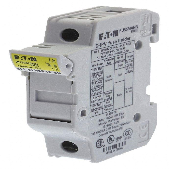 COOPER BUSSMANN - CHM1DU - FUSE HOLDER, 10MM X 38MM, DIN RAIL by Cooper Bussmann