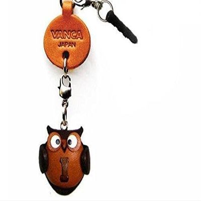 Alphabet Owl I Leather Animal Earphone Jack Accessory / Dust Plug / Ear Cap / Ear Jack *VANCA* Made in Japan #47609
