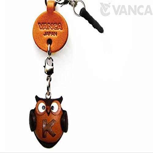 Alphabet Owl K Leather Animal Earphone Jack Accessory / Dust Plug / Ear Cap / Ear Jack *VANCA* Made in Japan #47611