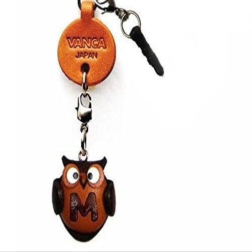 Alphabet Owl M Leather Animal Earphone Jack Accessory / Dust Plug / Ear Cap / Ear Jack *VANCA* Made in Japan #47613