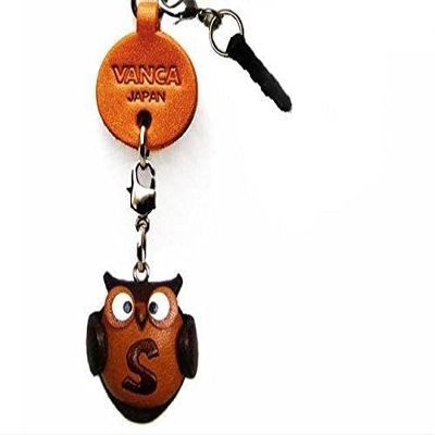 Alphabet Owl S Leather Animal Earphone Jack Accessory / Dust Plug / Ear Cap / Ear JackVANCA Made in Japan #47619