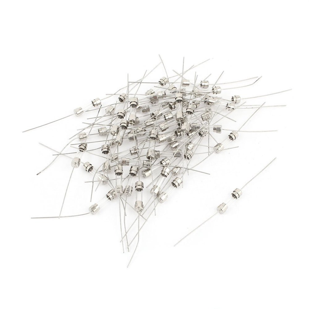 Aexit 50 x Fuses Through Hole axia-l Lead Slow Blow Glass Fuse Tube 5x20mm Cartridge Fuses 250V 5A