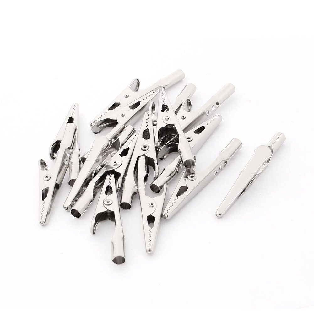 Aexit 15 Pcs Testers Silver Tone Alligator Clips Aligator Hair Bows Voltage Testers Metal Clips