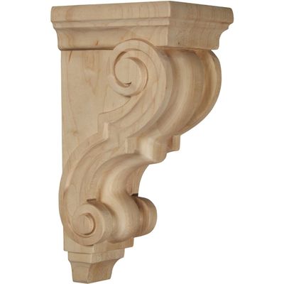 Ekena Millwork CORW05X05X10TRAL Medium Traditional Wood Corbels, 4 1/2"W x 5"D x 10"H, Alder