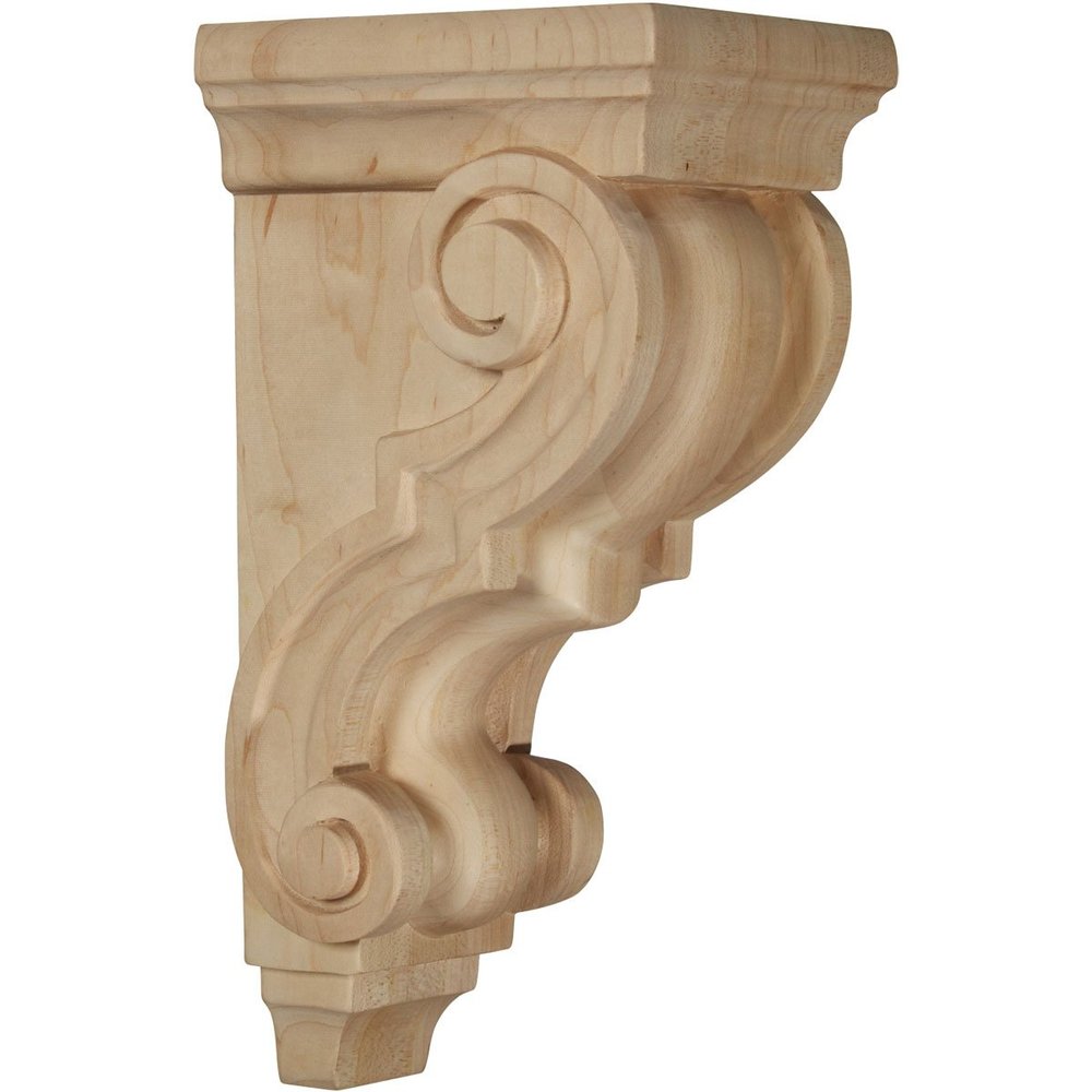 Ekena Millwork CORW05X05X10TRAL Medium Traditional Wood Corbels, 4 1/2"W x 5"D x 10"H, Alder