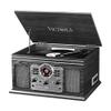 Victrola The Quincy 6-in-1 Bluetooth Record Player & Multimedia Center with Built-in Speakers  3-Speed Turntable, CD & Cassette Player, FM Radio, Wireless Music Streaming (Grey Wood) view 1