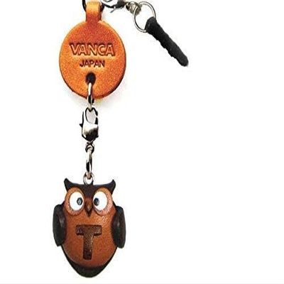 Alphabet Owl T Leather Animal Earphone Jack Accessory/Dust Plug/Ear Cap/Ear JackVANCA Made in Japan #47620