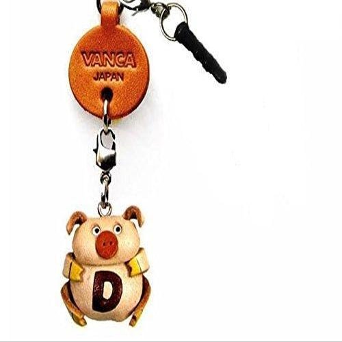Alphabet Pig D Leather Animal Earphone Jack Accessory / Dust Plug / Ear Cap / Ear Jack *VANCA* Made in Japan #47664
