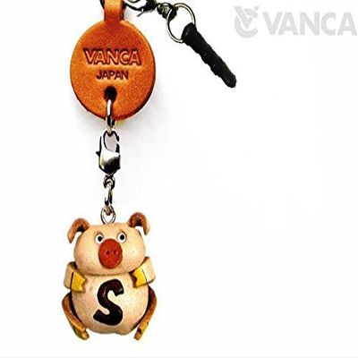 VANCA Alphabet Pig S Leather Animal Earphone Jack Accessory / Dust Plug / Ear Cap / Ear Jack Made in Japan #47679