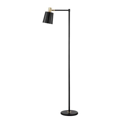 Globe Electric 12916 Lex 60" Floor Lamp, Black, Satin Finish, Gold Accents