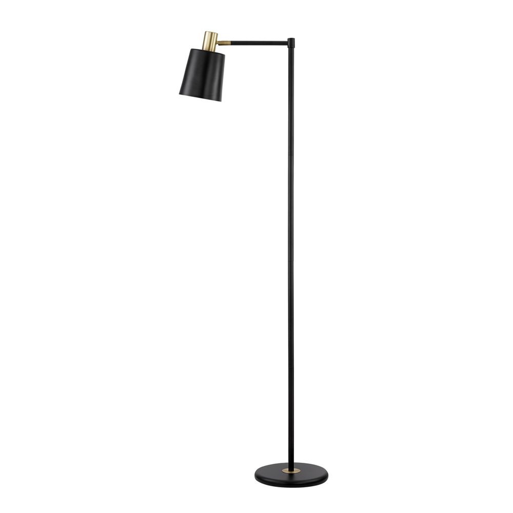 Globe Electric 12916 Lex 60" Floor Lamp, Black, Satin Finish, Gold Accents