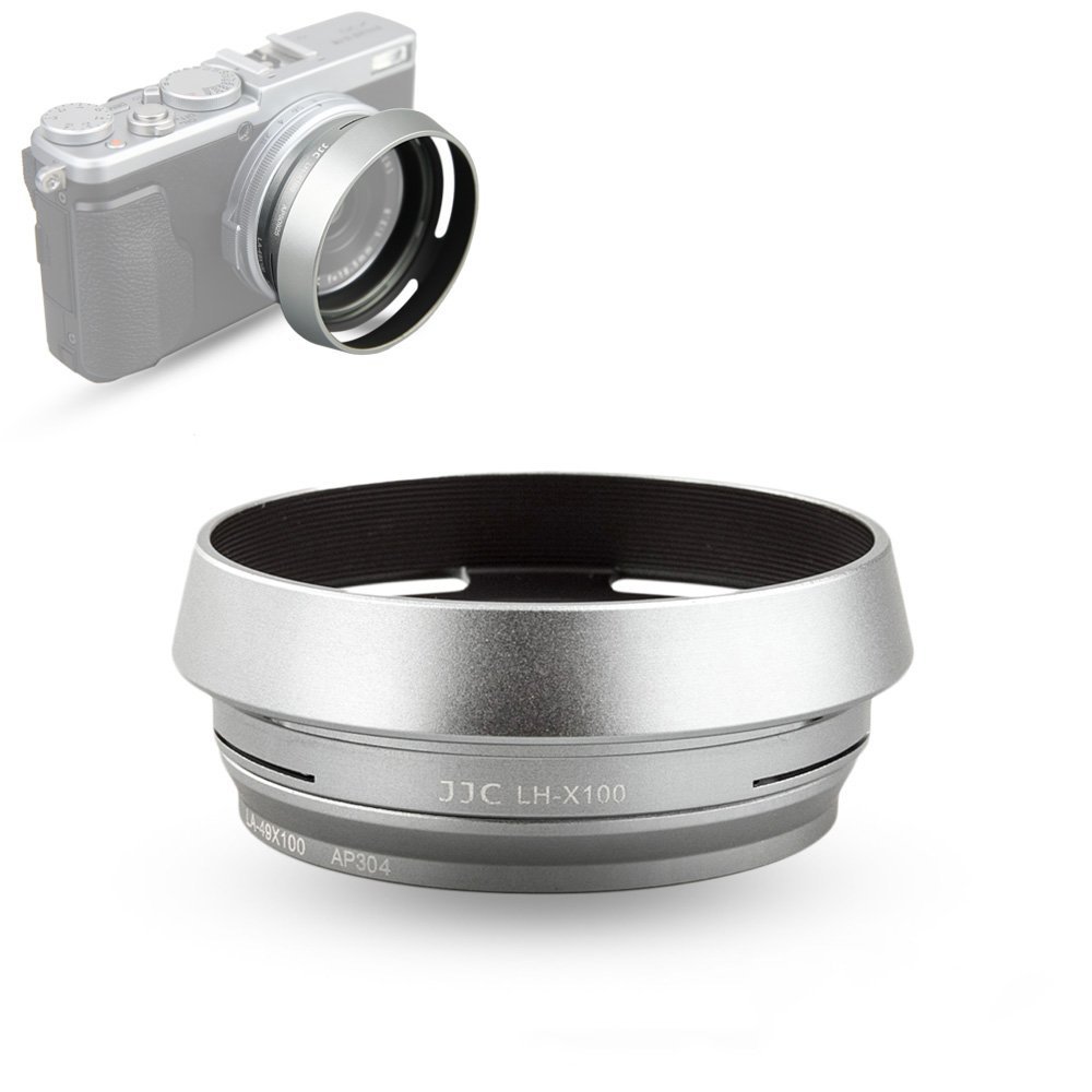 JJC Lens Hood for Fujifilm Fuji X100 X100VI X100V X100F X100S X100T X70 Cameras with 49mm Adapter Ring Replaces Fujifilm LH-X100 Lens Shade and AR-X100 Adapter Ring-Silver