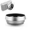 JJC Lens Hood for Fujifilm Fuji X100 X100VI X100V X100F X100S X100T X70 Cameras with 49mm Adapter Ring Replaces Fujifilm LH-X100 Lens Shade and AR-X100 Adapter Ring-Silver view 1