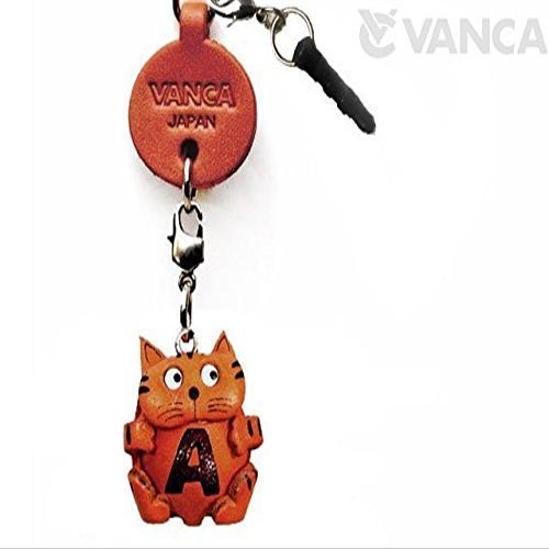 Alphabet Cat A Leather Animal Earphone Jack Accessory / Dust Plug / Ear Cap / Ear Jack *VANCA* Made in Japan #47631