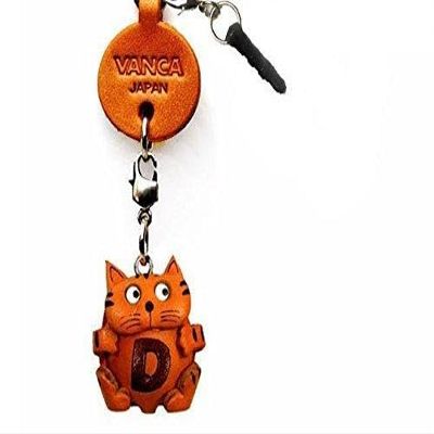 Alphabet Cat D Leather Animal Earphone Jack Accessory / Dust Plug / Ear Cap / Ear Jack *VANCA* Made in Japan #47634
