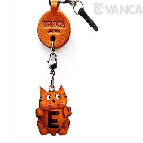 Alphabet Cat E Leather Animal Earphone Jack Accessory / Dust Plug / Ear Cap / Ear Jack *VANCA* Made in Japan #47635