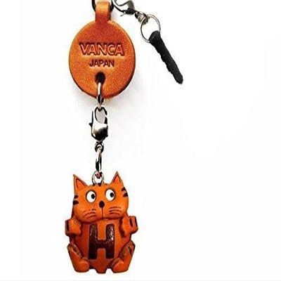 Alphabet Cat H Leather Animal Earphone Jack Accessory / Dust Plug / Ear Cap / Ear Jack *VANCA* Made in Japan #47638