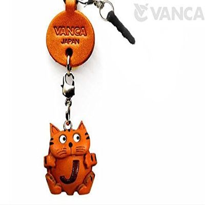 Alphabet Cat J Leather Animal Earphone Jack Accessory / Dust Plug / Ear Cap / Ear Jack *VANCA* Made in Japan #47640