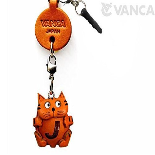 Alphabet Cat J Leather Animal Earphone Jack Accessory / Dust Plug / Ear Cap / Ear Jack *VANCA* Made in Japan #47640