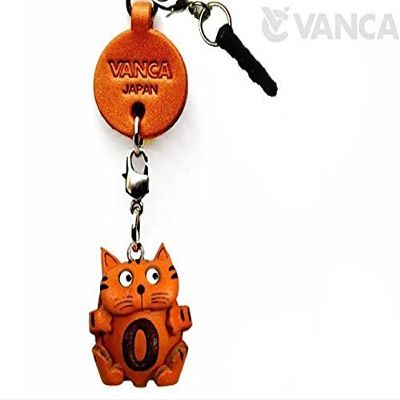 Alphabet Cat O Leather Animal Earphone Jack Accessory / Dust Plug / Ear Cap / Ear Jack *VANCA* Made in Japan #47645