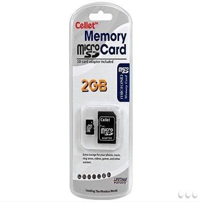 Cellet 2GB MicroSD for Motorola DROID RAZR MAXX Smartphone custom flash memory, high-speed transmission, plug and play, with Full Size SD Adapter. (Retail Packaging)