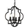 riomasee Black Foyer Chandelier (4-Light,15.8 x 18.1),Lantern Farmhouse Pendant Light Fixtures for Dining Room,Living Room,Kitchen Island view 1