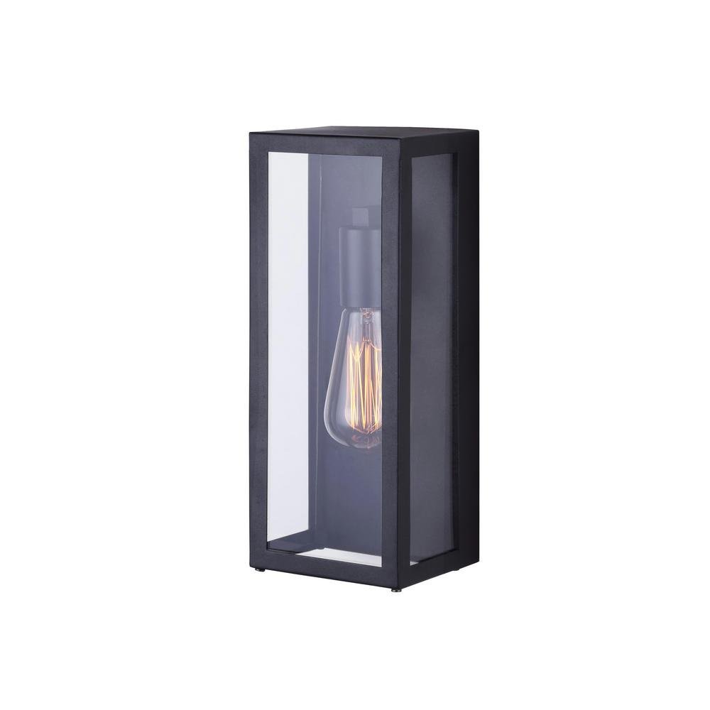 CANARM Galia 1-Light Black Outdoor Wall Light with Clear Glass