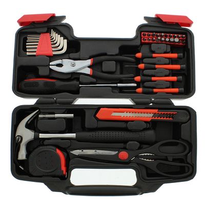 PrimeTrendz 39 Piece General Household Hand Tool Kit Starter Set with Plastic Toolbox Storage Case