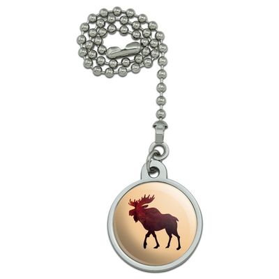 GRAPHICS & MORE Moose Red Forest Ceiling Fan and Light Pull Chain