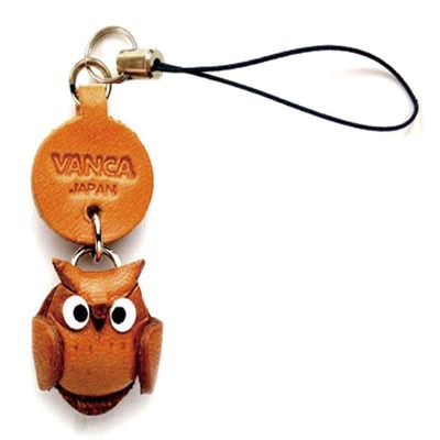 Owl Leather Zodiac Mascot Mobile/Cellphone Charm VANCA Craft-Collectible Cute Mascot Made in Japan