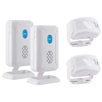 SuperInk 2 Set (2 Sensor,2 Alarm) Muti-Function Wireless Welcome Warning Greeting Doorbell PIR Motion Detector Sensor Visitor Alarm Chime Door Bell Infrared Security Smart Entry Alert System Kit