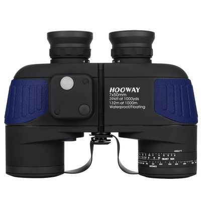Waterproof Fogproof Military Marine Binoculars,Hooway 7x50 Binoculars with w/Internal Rangefinder & Compass for Navigation,Boating,Bird Watching(Blue)