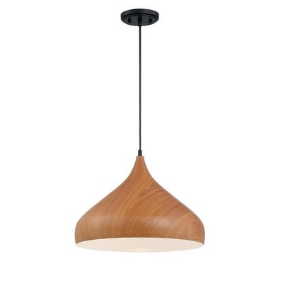 Designers Fountain Hana 60-Watt 1-Light Pendant with Robusta Wood Finish Shade 3545-319