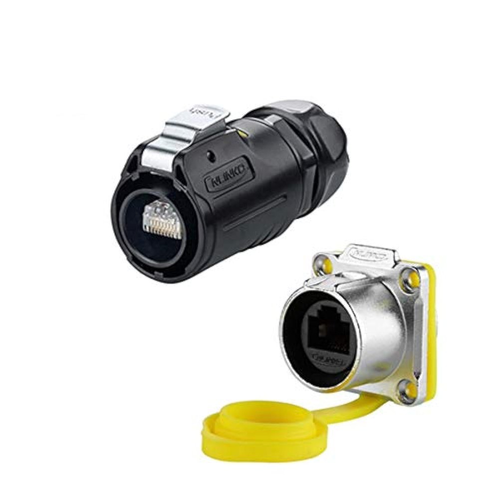 CNLINKO RJ45 Ethernet Industrial Circular Connector, Male Plug & Female Panel Mount Receptacles Socket Jack, Outdoor Waterproof IP67, Fast Data, Heavy Duty