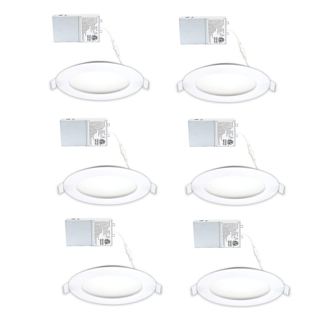LED FANTASY 4-Inch 9W 120V Recessed Ultra Thin Ceiling LED Panel Downlight Light Dimmable Retrofit Slim Wafer IC Rated ETL Energy Star 750 Lumens 3000K (Warm White) 6 Pack