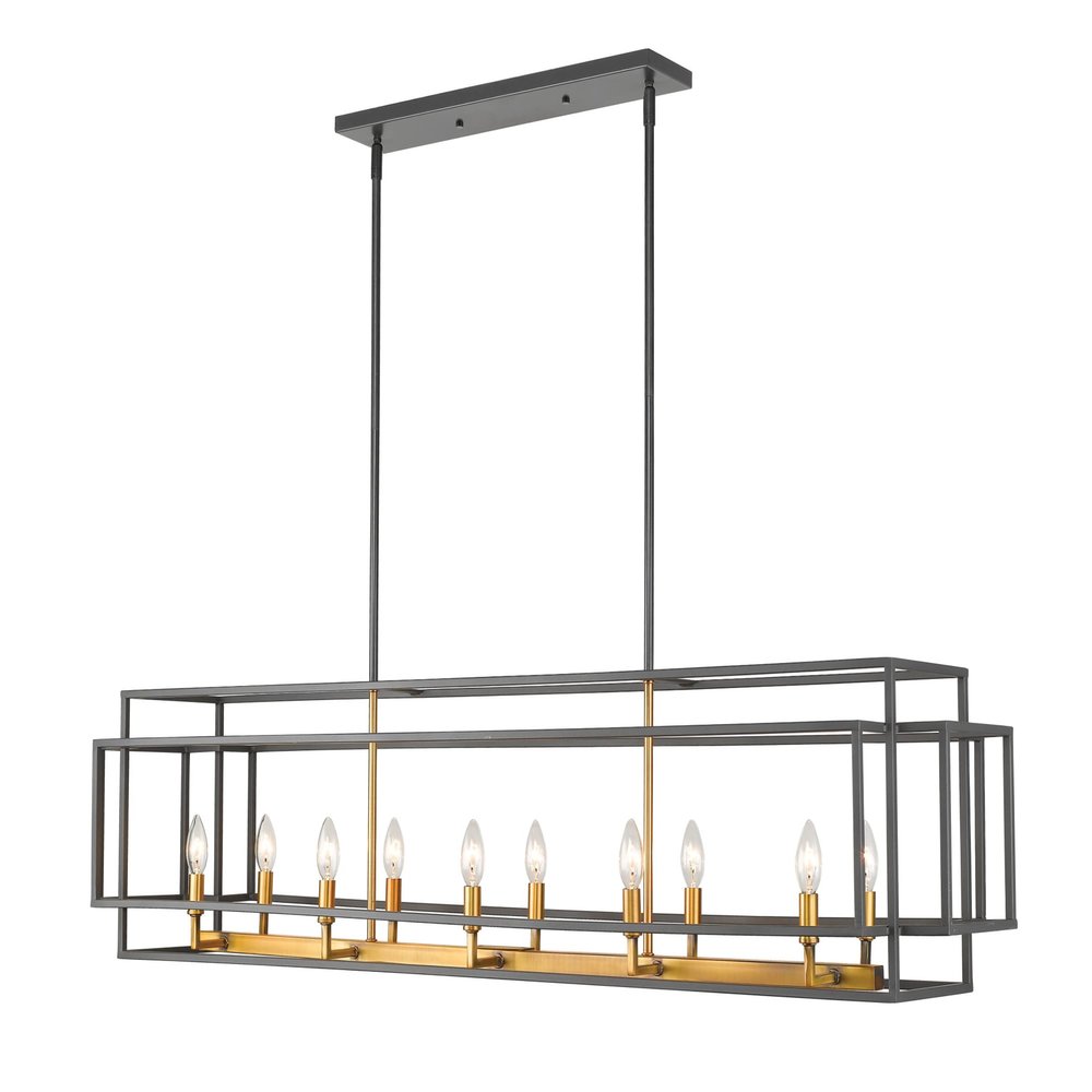 Z-Lite 454-54L-BRZ-OBR 10 Light Island/Billiard, Bronze and Olde Brass