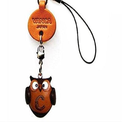 Vanca.com Alphabet Owl C Leather Animal mobile/Cellphone Charm VANCA CRAFT-Collectible Cute Mascot Made in Japan