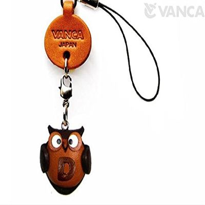 Vanca.com Alphabet Owl D Leather Animal mobile/Cellphone Charm VANCA CRAFT-Collectible Cute Mascot Made in Japan