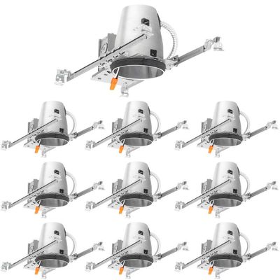 Four Bros 10 Pack 4 Inch Recessed Lighting Housing Can Light New Construction, Air Tight Steel Ceiling Can, 120-277V, Hard Wired, TP24 Connector, Easy Install, IC Rated, UL Listed