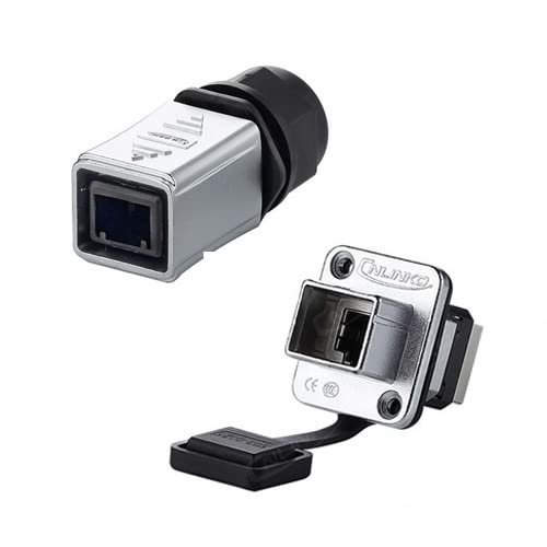 CNLINKO RJ45 Ethernet Industrial Connector, Male Plug & Female Panel Mount Receptacles Socket Jack, Outdoor Waterproof IP67, Metal Case, Fast Data