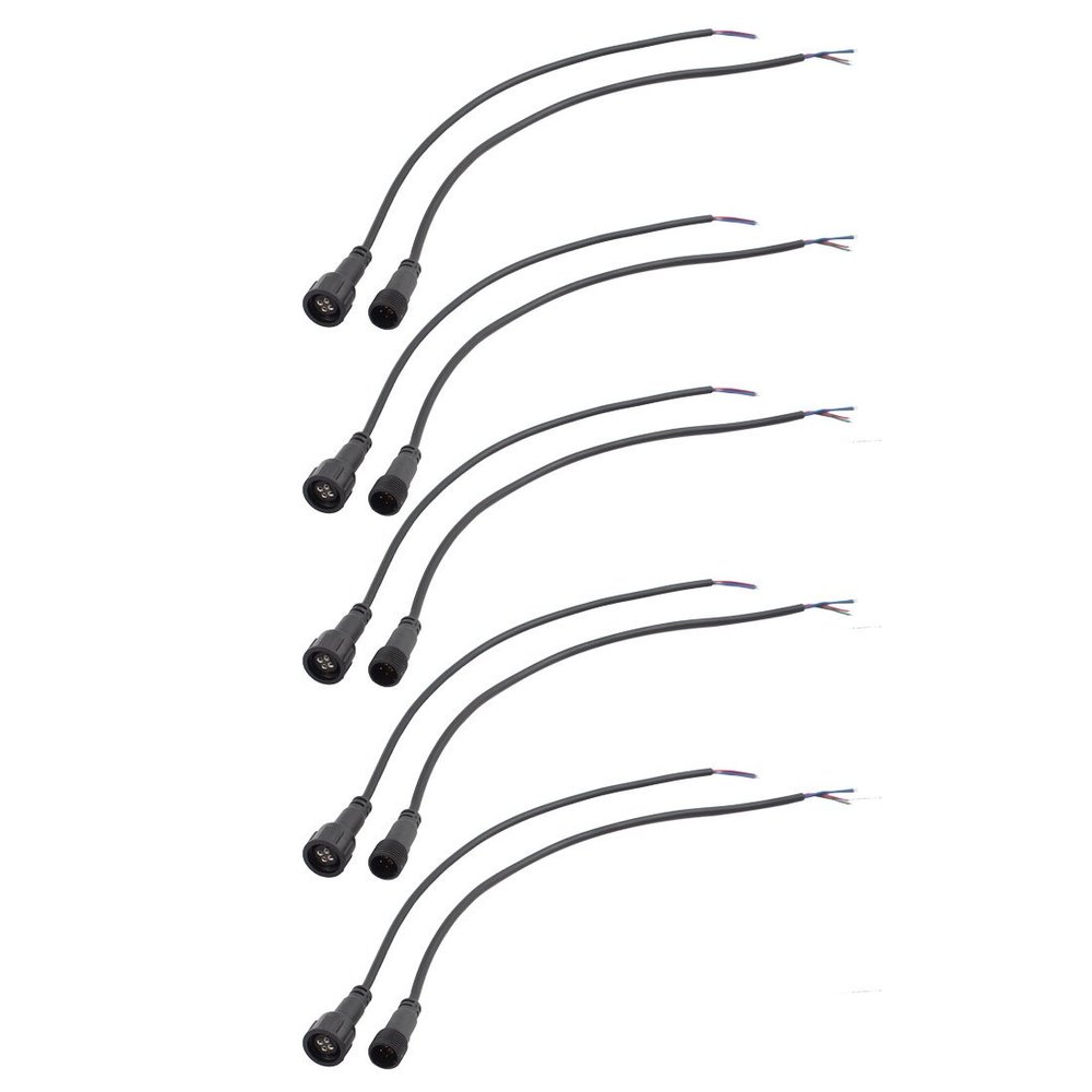 Aexit 5Pairs Black Electrical Wire Plastic LED Light Strips Male Female 4P Waterproof Connector Stranded Wire w Cable