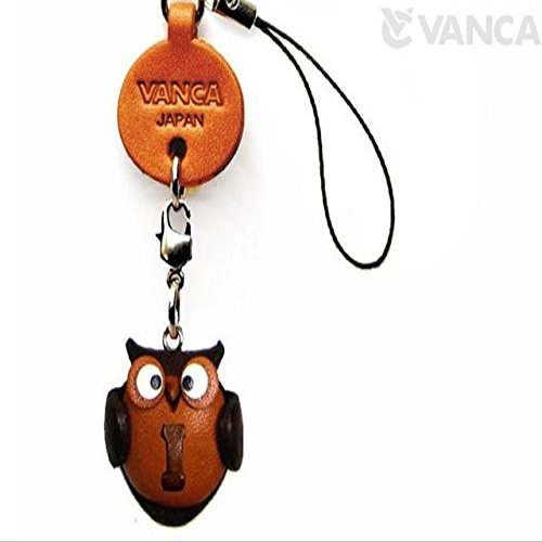 Vanca.com Alphabet Owl I Leather Animal mobile/Cellphone Charm VANCA CRAFT-Collectible Cute Mascot Made in Japan