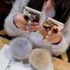 Case for Galaxy J5,Fluffy Pom-pom Ball Hairy Fur Pearl Diamond Rhinestone Hand Chain Holder Bracelet Shiny Reflective Mirror Case for Samsung Galaxy J5 (Star Gold) view 4