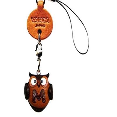 Vanca.com Alphabet Owl M Leather Animal mobile/Cellphone Charm VANCA CRAFT-Collectible Cute Mascot Made in Japan
