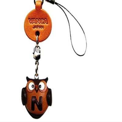 Alphabet Owl N Leather Animal Mobile/Cellphone Charm VANCA Craft-Collectible Cute Mascot Made in Japan