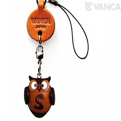 Alphabet Owl S Leather Animal Mobile/Cellphone Charm VANCA Craft-Collectible Cute Mascot Made in Japan